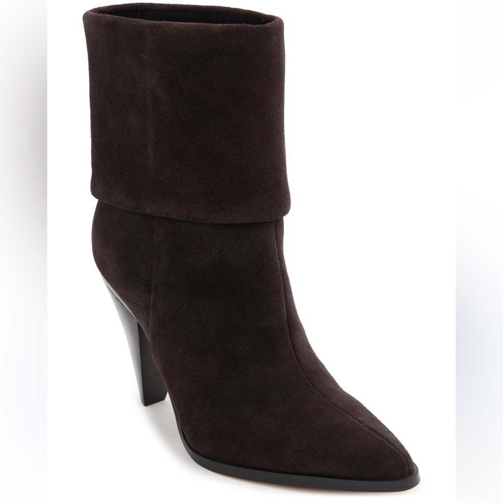 DKNY Womens Cerise Pointed Toe Block Heel Leather Suede Brown Booties 6.5 NEW